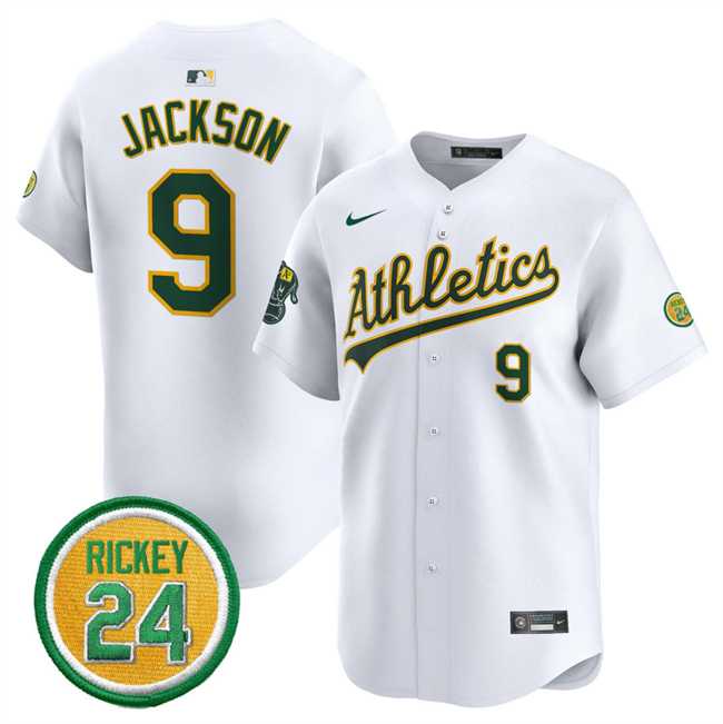 Men's Oakland Athletics #9 Reggie Jackson White 2024 Home Limited With Rickey Henderson Patch Stitched Jersey Dzhi,We sell and wholesale Men's Oakland Athletics #9 Reggie Jackson White 2024 Home Limited With Rickey Henderson Patch Stitched Jersey Dzhi on line form chian!